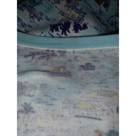 TALBOTS Sz ?? (See Meas) Blue Boating Scene Cotton Button Front Cardigan EUC - Picture 9 of 10